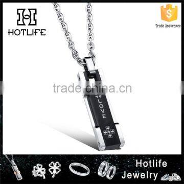 black plated jewellery 316L stainless steel inlaid zircon pendant man