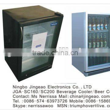 160L 200L,glass door beer fridge,sliding door beer cooler,refridgerant compressor
