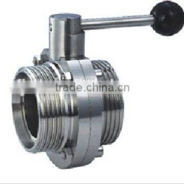 food grade stainless steel male thread butterfly valve