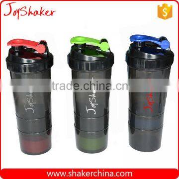3 in 1 Sports Shake Bottle,BPA Free Plastic Protein Powder Shake Bottles With Storage Compartment / Pill Box photo-5