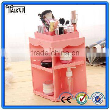 Beautiful Lady Rotatable Pink Counter Clear Acrylic Make up Organizer With Dividers, Custom Lipstick Holder Make up Organizer