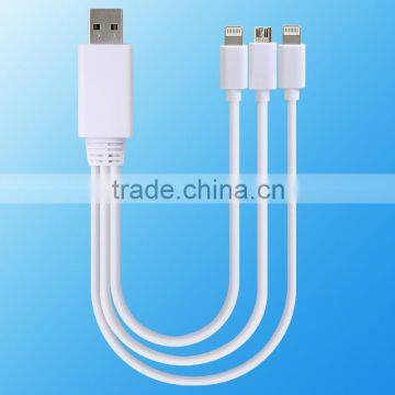 Portable 3 In 1 Usb Data Cable For Iphone For Samsung Universal Usb Charging Cable