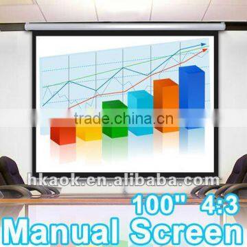 100" 4:3 Manual Projector Projection Screen Self-Lock Matte White Theater 80x60"