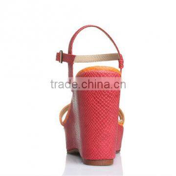 New Design Cow Leather Fashion Colorful Dress Girl Summer Shoe Wedge Sandals