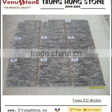 Dark Emperador Broken Edge Marble Mosaic Tiles photo-5
