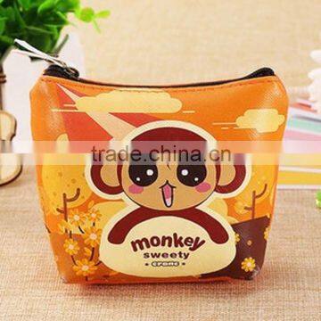 Promotion cheap monkey printing PU leather coin purse china supplier