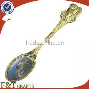 chinese souvenir die cast wedding travel gifts gold-plated spoon with engrave logo