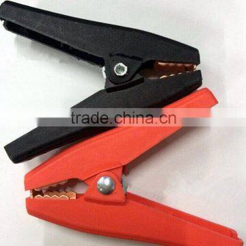 Red and black 90mm 100A plastic coated alligator clips