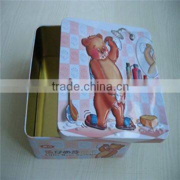 Wholesale Little Bear Bath Catoon Small Square Butter Cookies Tin photo-1