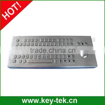 Desk top keyboard with stainless steel trackball