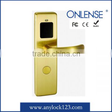 Golden color hotel RF door lock from Guangzhou Onlense Science&Technology co.,Ltd