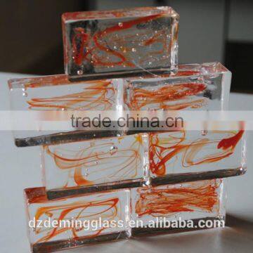 olid glass block with red color inside with CE,ISO f for building decoration