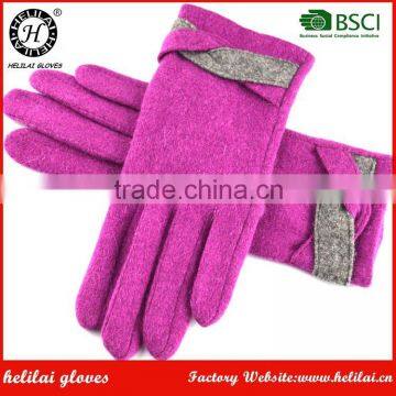 HELILAI Light Purple Woolen Ladies Gloves Daily Life Girls Dress Gloves For Party