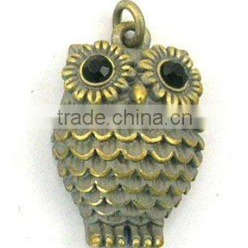 zinc alloy vintage night owl pendant jewelry,good quality and prompt delivery<DDCA8205>