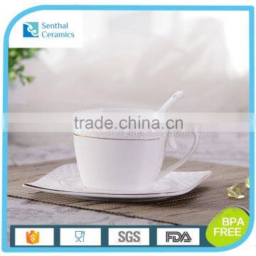 Best Sale new bone china coffee cup saucer set with handle