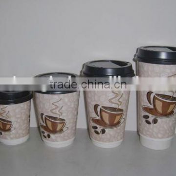 Popular Take Away Hot Insulated Double Wall Paper Coffee Cups