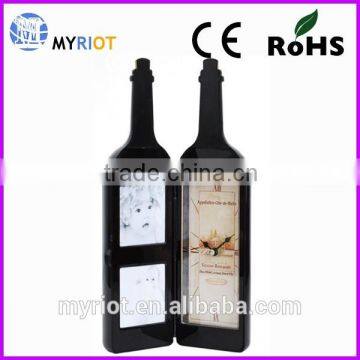 Plastic wine bottle funny present picture frame desk clock