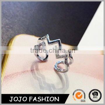 Alibaba New Fashion 925 Silver Rhinestone ECG Ring Design