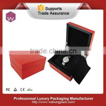 high-end red lacquer wooden single watch box, gift watch cufflink storage box