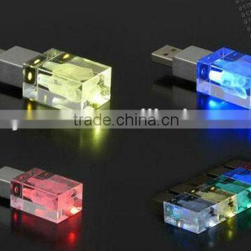 hot sell 32GB usb flash drives,Crystal USB Flash Drive with Different Led Light Inside