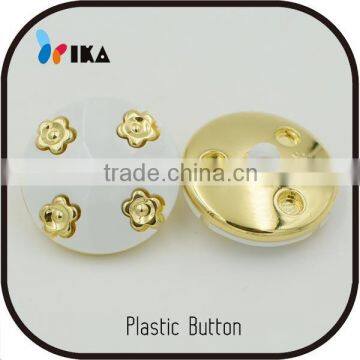 plating gold flowers plastic combination ABS button with shank