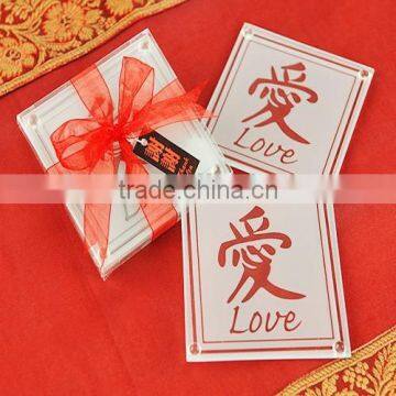 Wedding Favors Chinese Love Design Glass Coaster