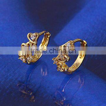 Alloy 14K gold plated heart shape fashion women small hoop earrings