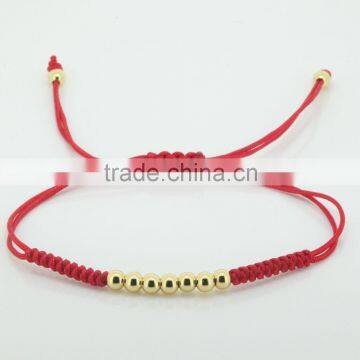 2016 Fashion Colorful Adjustable Cord Macrame Bracelet for Men with 24k Gold plated Brass Beads Jewelry