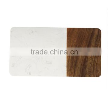 2016 White Carrara Square Marble cheese cutting board with wood