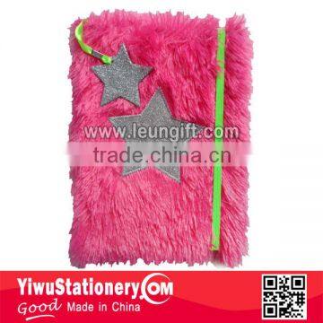 Embroider star customized plush notebook with elastic band