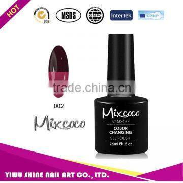 Mixcoco Top quality color change gel polish , summer hot fashion color on nail ,color changing nail gel