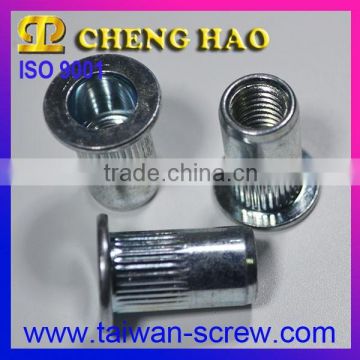 Manufacturer M8 Knurled Body Series Open end Flat Head Rivet Nuts