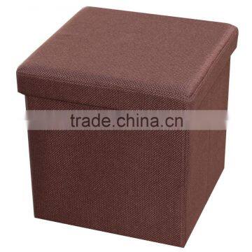 Home Furniture! Imitation Linen Brown Folding Storage Stool