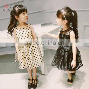 Fashionable Dots Design Veiled Children Dresses With Bowknot