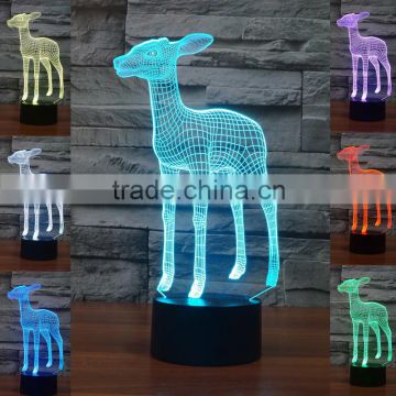 3D Optical Night Light Deer 7 RGB Light Colors 10 LEDs AA Battery or DC 5V Mixed Lot