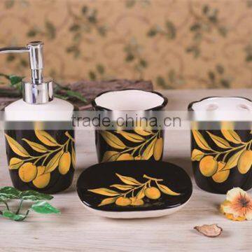 Antique Ceramic Tumbler Toothbrush Holder Soap Dish and Soap Dispenser for Bathroom