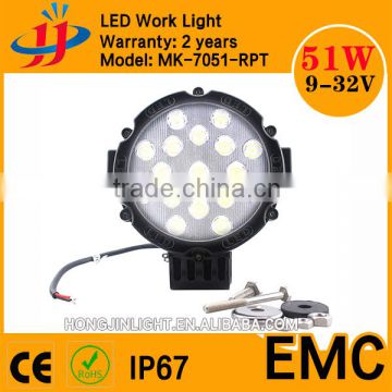 Hot sale 4x4 led work light 7inch good quality 51w for offroad jeep accessories