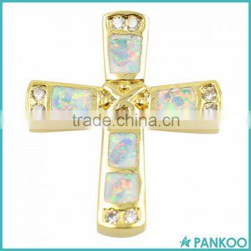 Custom 925 Sterling Silver Created Synthetic Opal Cross Pendant Wholesale