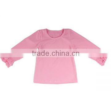 Wholesale 2016 baby ruffle t shirt girl long sleeve shirts double ruffle girls pink shirt