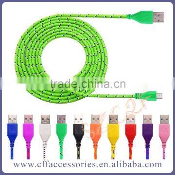 1M 2M 3M Colorful Nylon Micro Braided USB Cable Sync Charge Cable