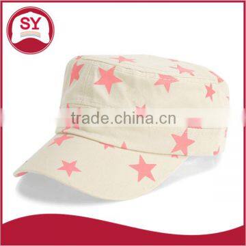 wholesale promotional OEM high quality flat top canvas fashion hot sale design your own custom army cap/hat