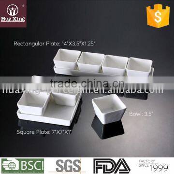 H4648 white corundum porcelain oem factory square salad bowl set