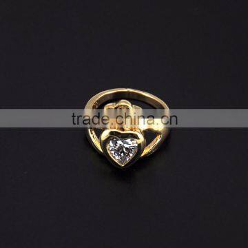 Crystal Peach Heart Alloy Crown Gold Silver Plated Women Ring Jewelry