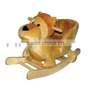 Children's Kids Plush lion Rocking Horse for baby Infant Chair Musical Rocker New wooden rockers