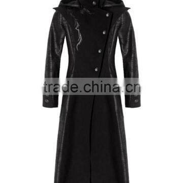 Black Dragon Men's Coat Long Jacket Gothic Steam punk Hooded