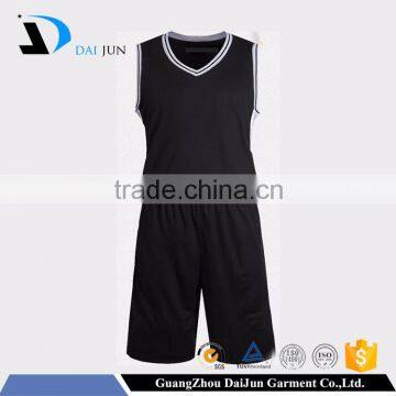 Daijun OEM black and white polyester custom basketball uniforms