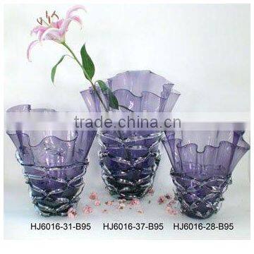 Art Glass flower vases in Violet