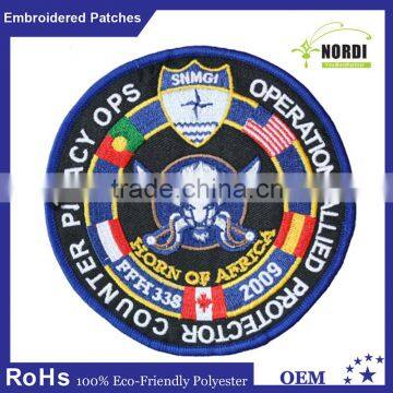 fashion custom logo t shirt fabric embroidery patch badge on minimum with high quality