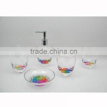 Rainbow Pattern Tooth Brush, Set or Separate of Tumbler Cotton Jar Lotion Dispenser Soap Dish Acrylic Bathroom Accessory