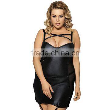 Wholesale black matrue women sexy large size leather lingerie